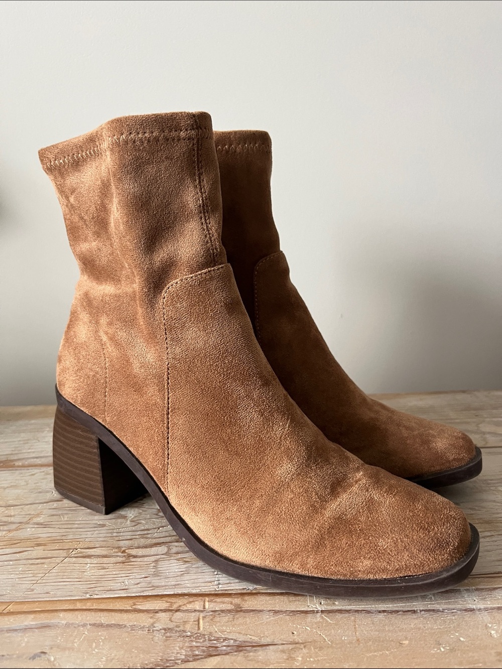 Anne Klein Suede Ankle Boots in Light Brown